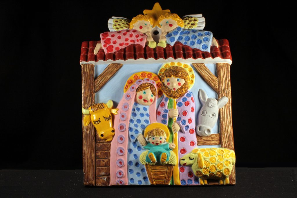Weihnachtskrippe aus Tennerifa in Form eines Ton-Reliefs - Sammlung Museum Burg Posterstein