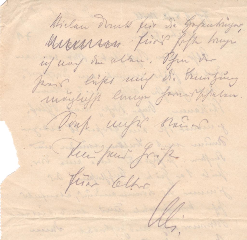 Handschrift Ulrich Ditzens auf vergilbten Papier