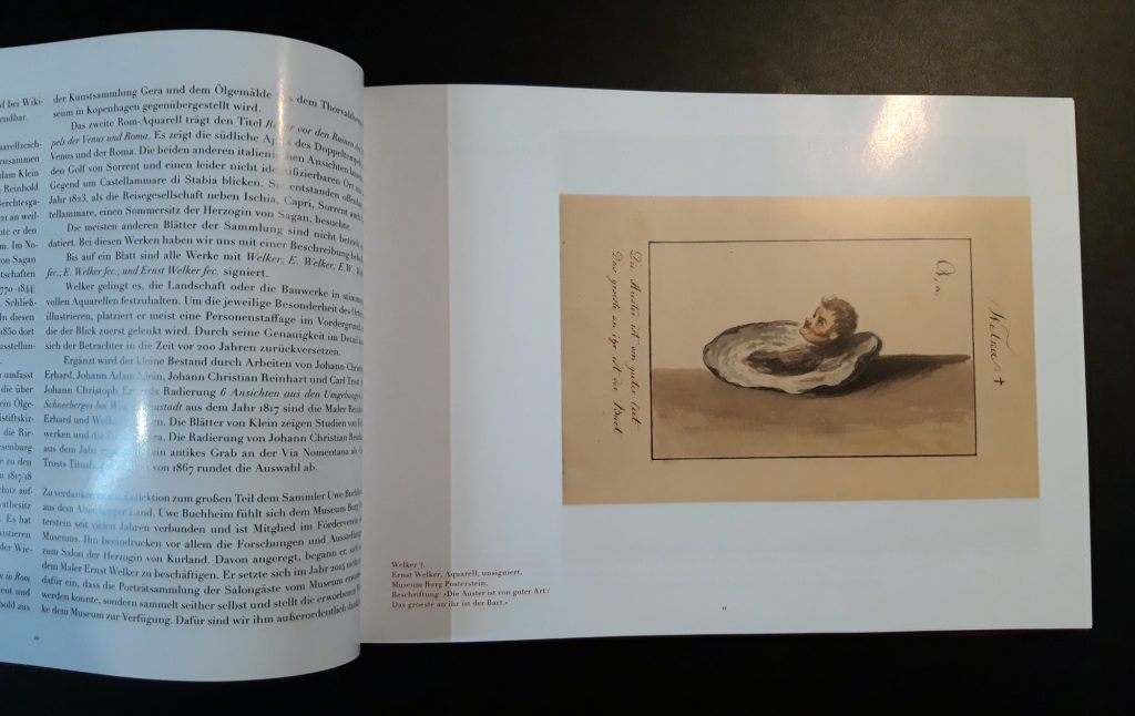das aufgeschlagene Buch "Sehnsuchtsziel Italien", zu sehen ist der Maler Ernst Welker als Auster