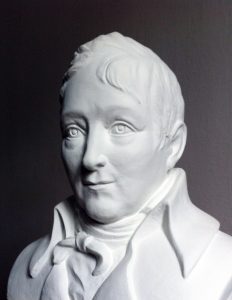 Die aus dem Portrait neu geschaffene Thümmel-Büste von Susanne Jacob-Lehmann im Museum Burg Posterstein.